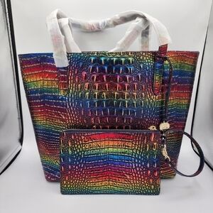 Brahmin Brooke Technicolor Tote With Pouch NEW